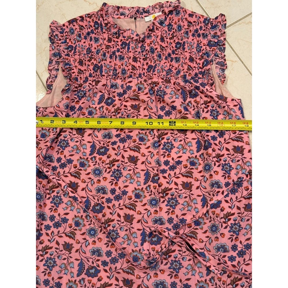 Boden Floral Sleeveless Smocked Mini Dress ruffles Pink size 6 Spring/summer - Picture 8 of 12